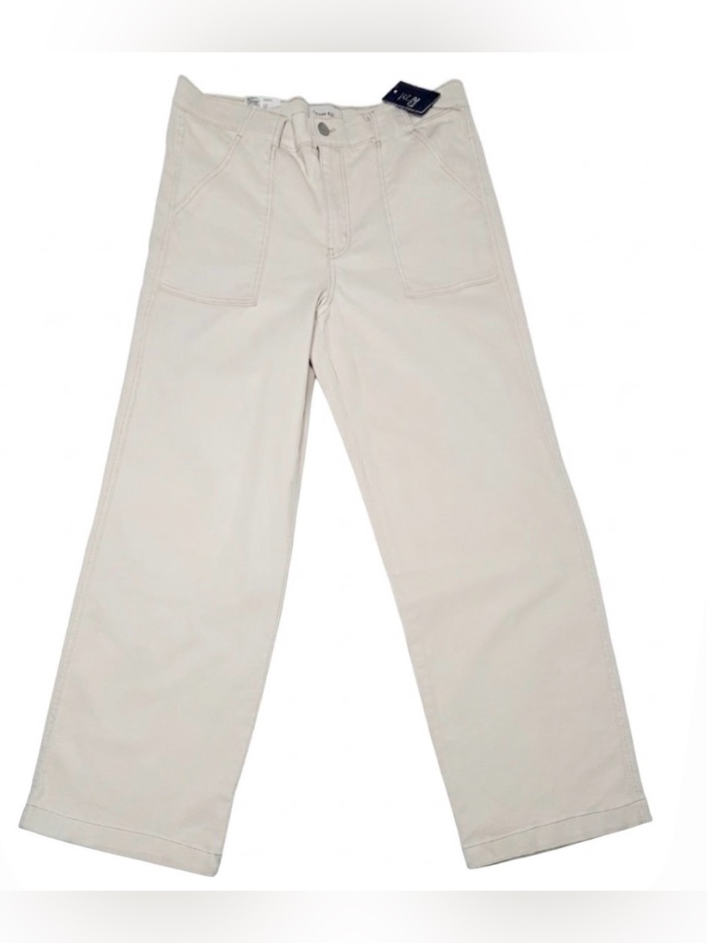 Crown & ivy cotton stretch Birch Wide-Leg Pants in Light Beige Size 12
